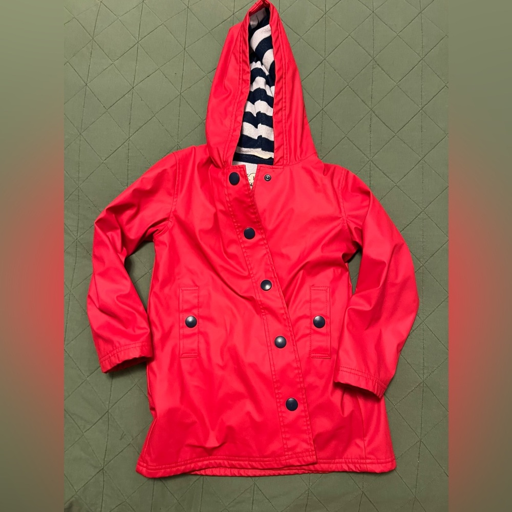 Hatley red lined rain jacket EUC